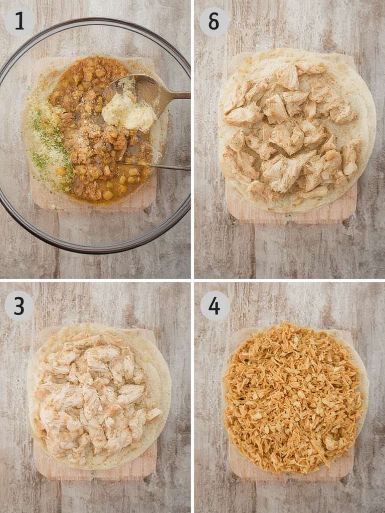 Chicken and rice burrito steps