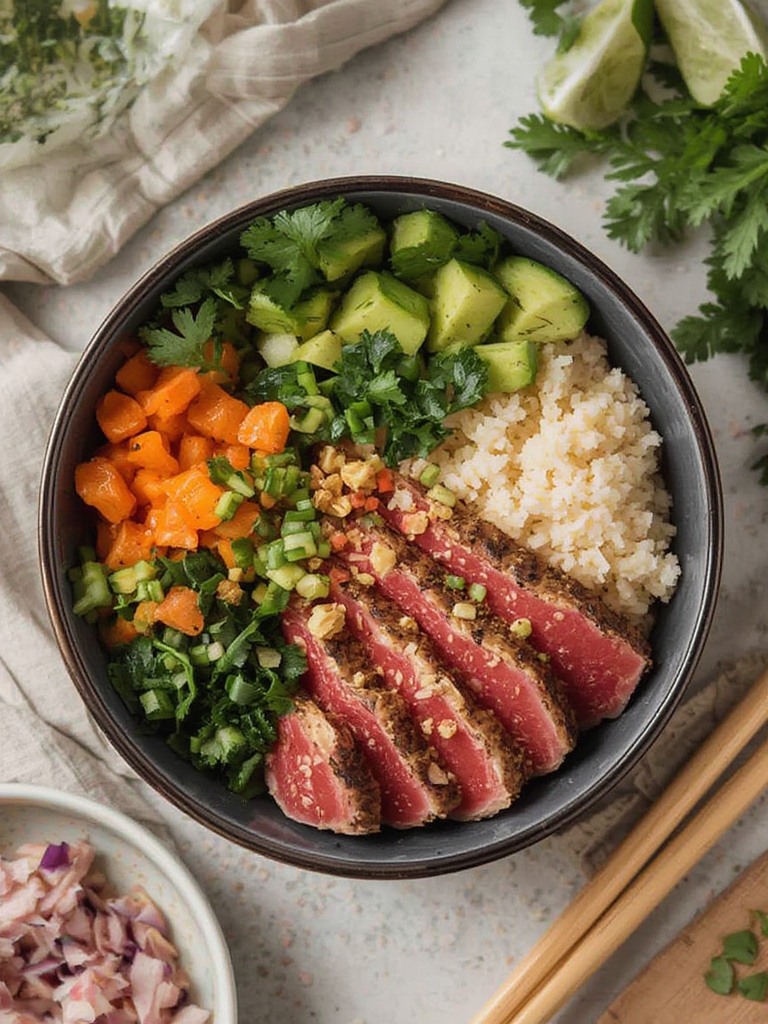 seared tuna poke bowl